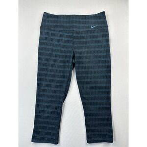 Nike Dri-FIT‎ Capri Leggings Blue Black Pattern Athletic Gym Yoga Women's Medium